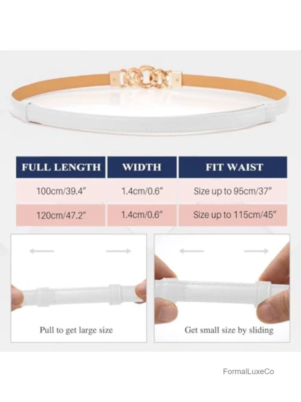 Women Skinny PU Leather Belt with Gold Buckle